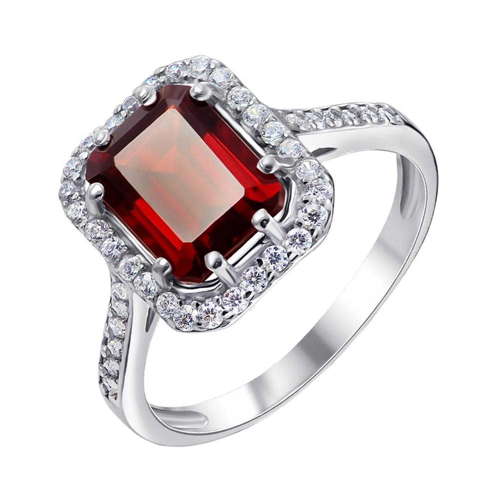 

Серебряное кольцо Тенгери с гранатом и фианитами 000061492 16.5 размера