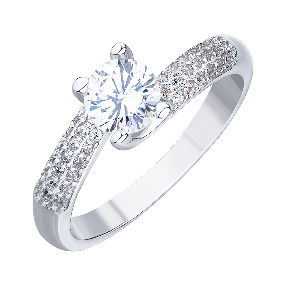 

Серебряное кольцо с фианитами 000147216 17.5 размера