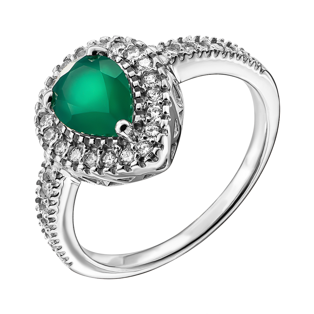 

Серебряное кольцо с агатом и фианитами 000137596 17.5 размера