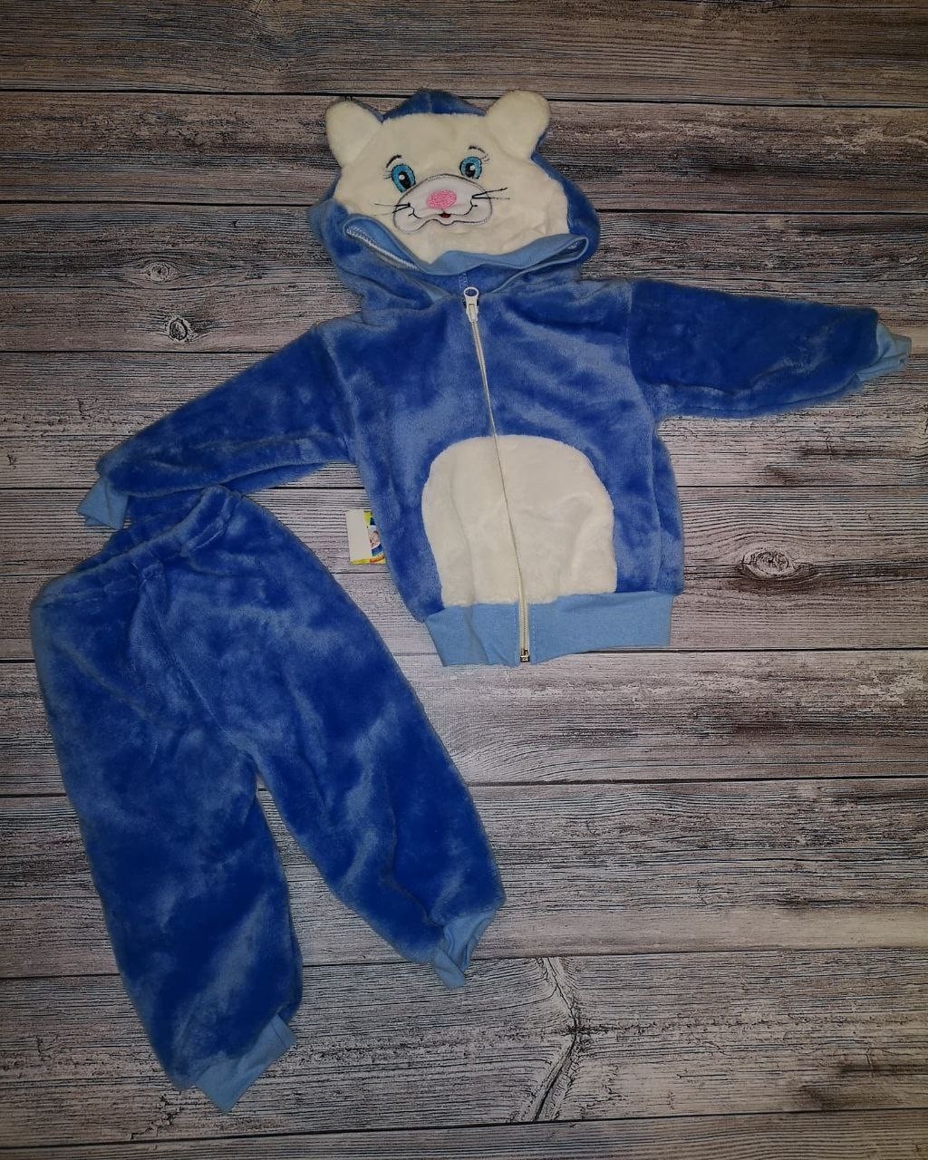 

Костюм с капюшоном Флис Котенок 9 мес 74 см синий