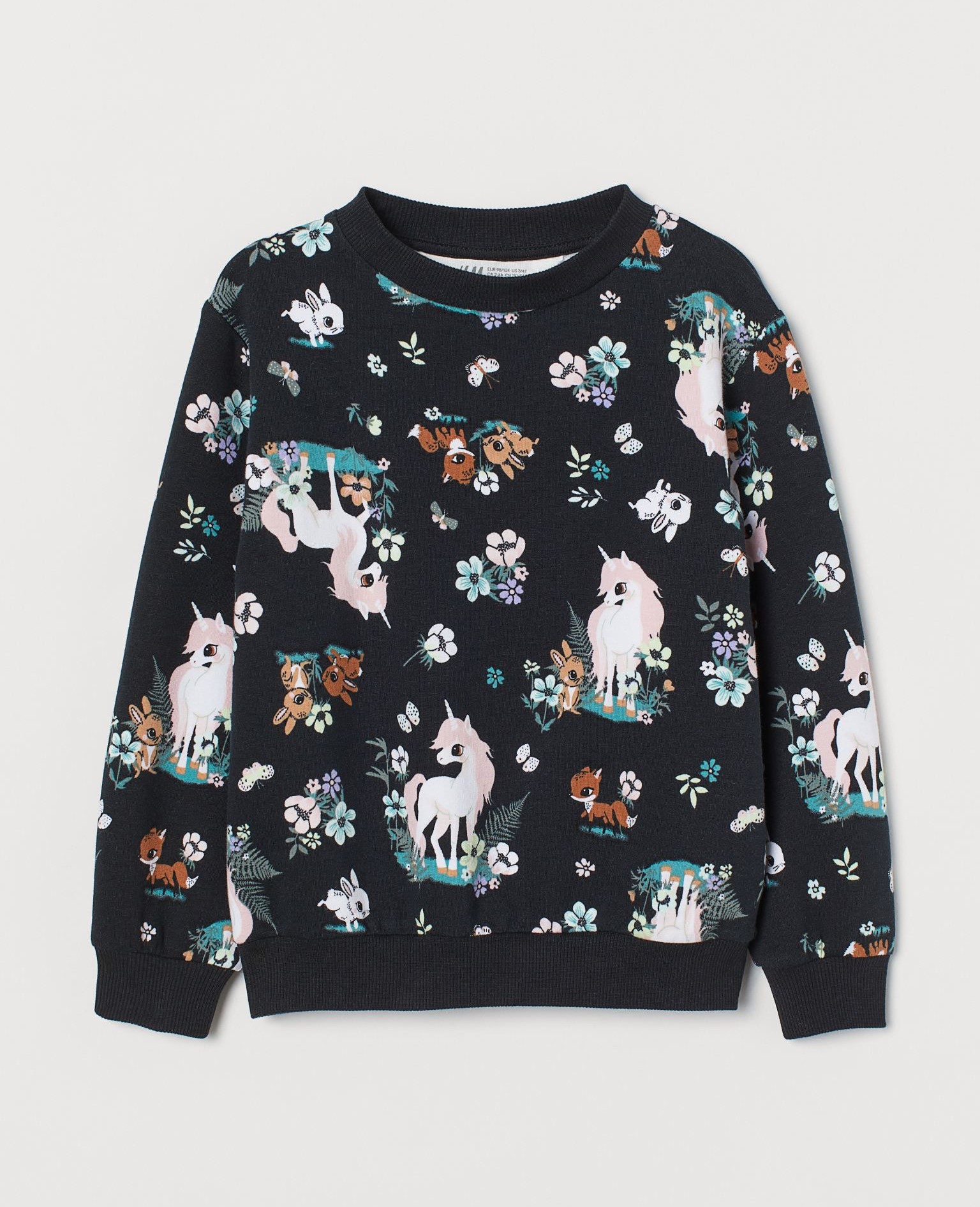 

Свитшот детский H&M со зверюшками и цветами чёрный 92