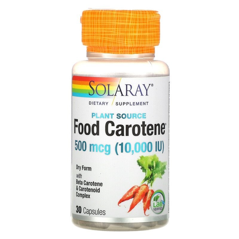 

Бета-каротин, Food Carotene, Solaray, пищевой, 10,000 МЕ, 30 капсул