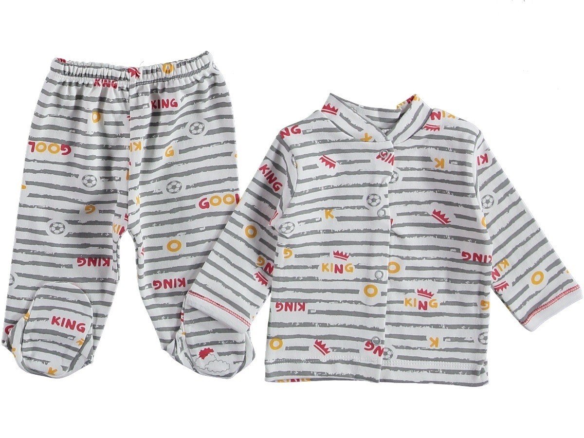 

Трикотажный комплект ( кофта + ползунки) Dodo Baby King Серый 62 см на мальчика 1-3 месяца