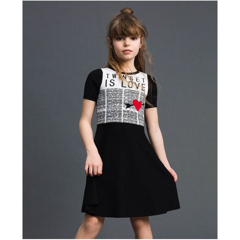 

Трикотажное платье TWIN SET 164 см Черно-белый 3161