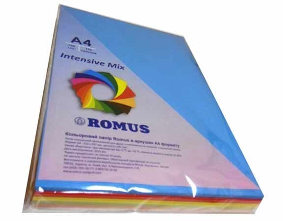 

Папір кольоровий Romus А4 80 г/м2 Super Intensive MIXS 5 кольорів 250 аркушів (R51291)