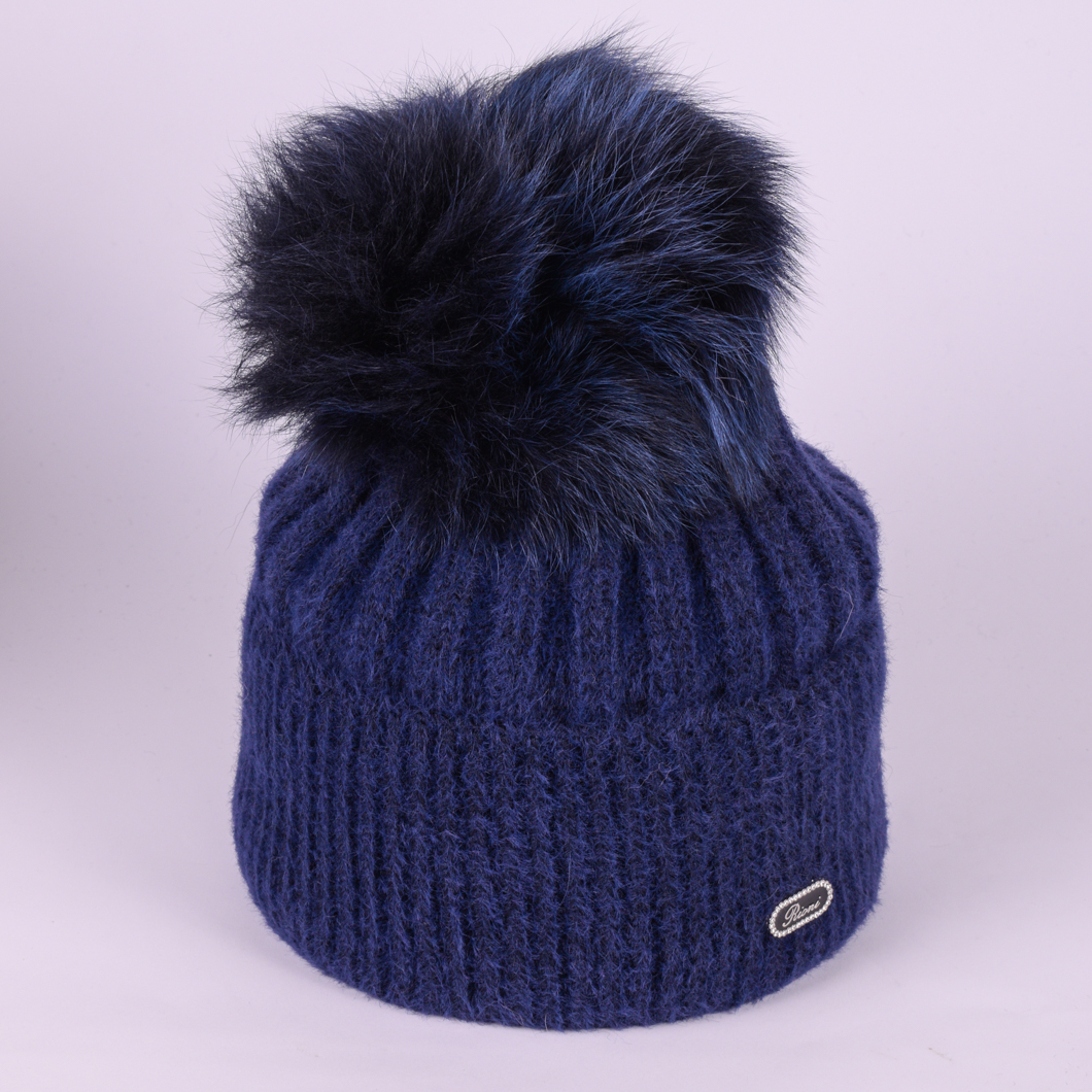 

Шапка женская с бубоном "Ludmila TRV". Цвет: Синий