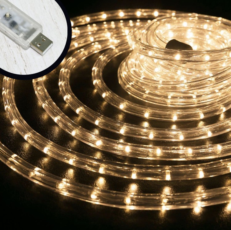 

Внутренняя гирлянда неон лента-шланг светодиодная 5мм 100 LED DL 10м + USB каучук синий MX-00005705