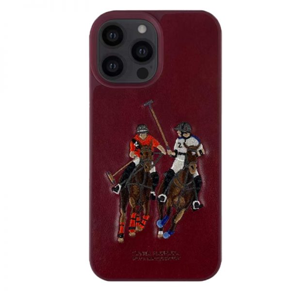 

Красный кожаный чехол Santa Barbara Polo Jockey для iPhone 13 Pro