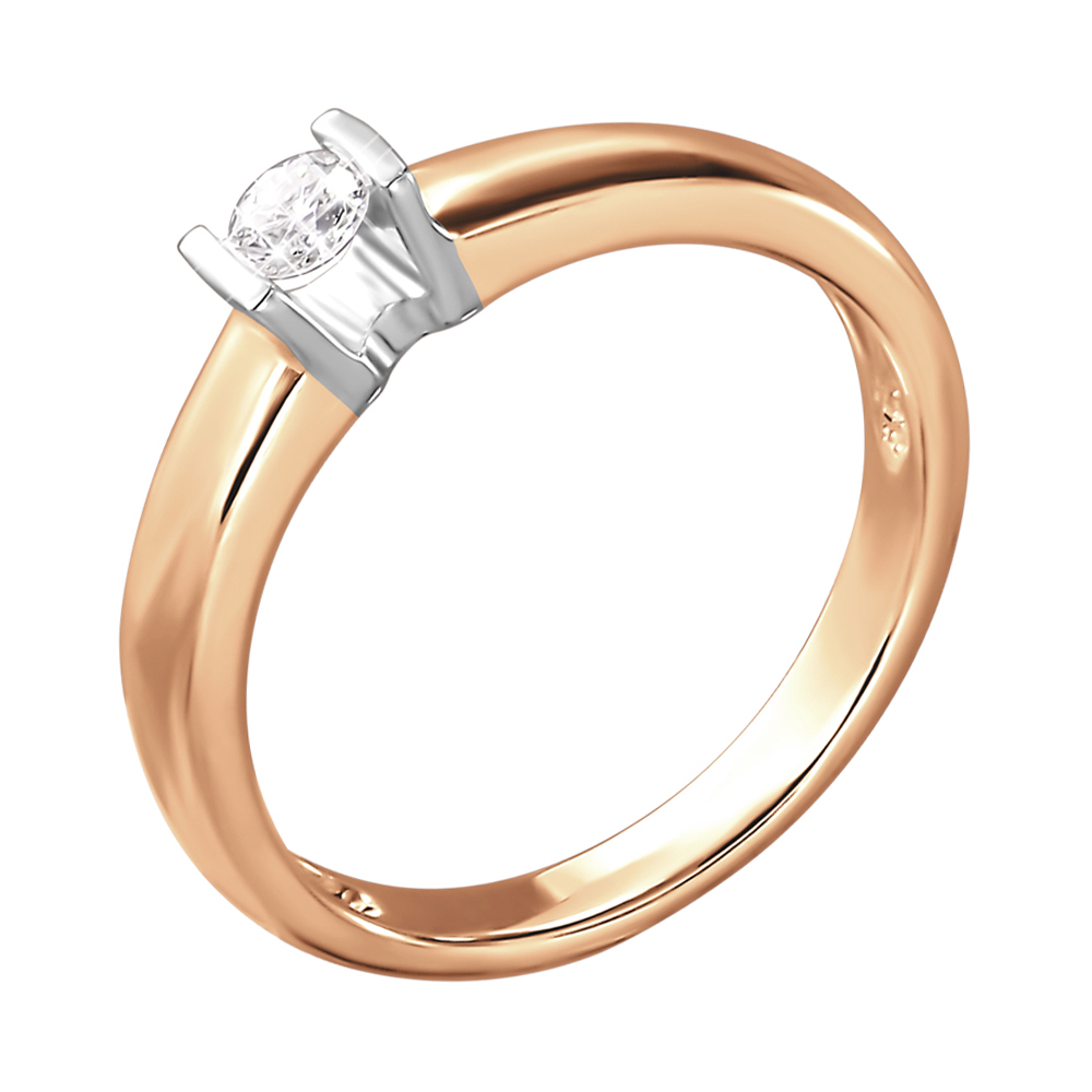 

Золотое кольцо в комбинированном цвете с бриллиантом 000139987 16.5 размера