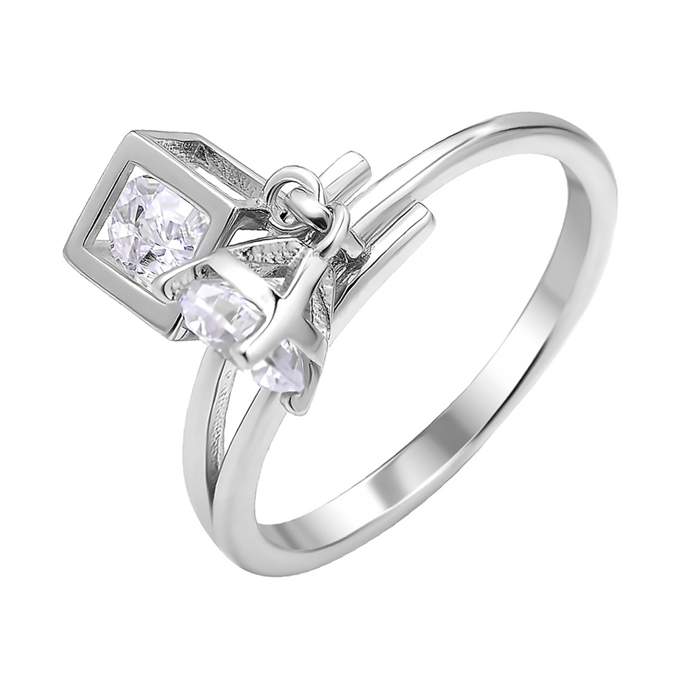 

Серебряное кольцо с кубиком и цирконием 000112724 16 размера