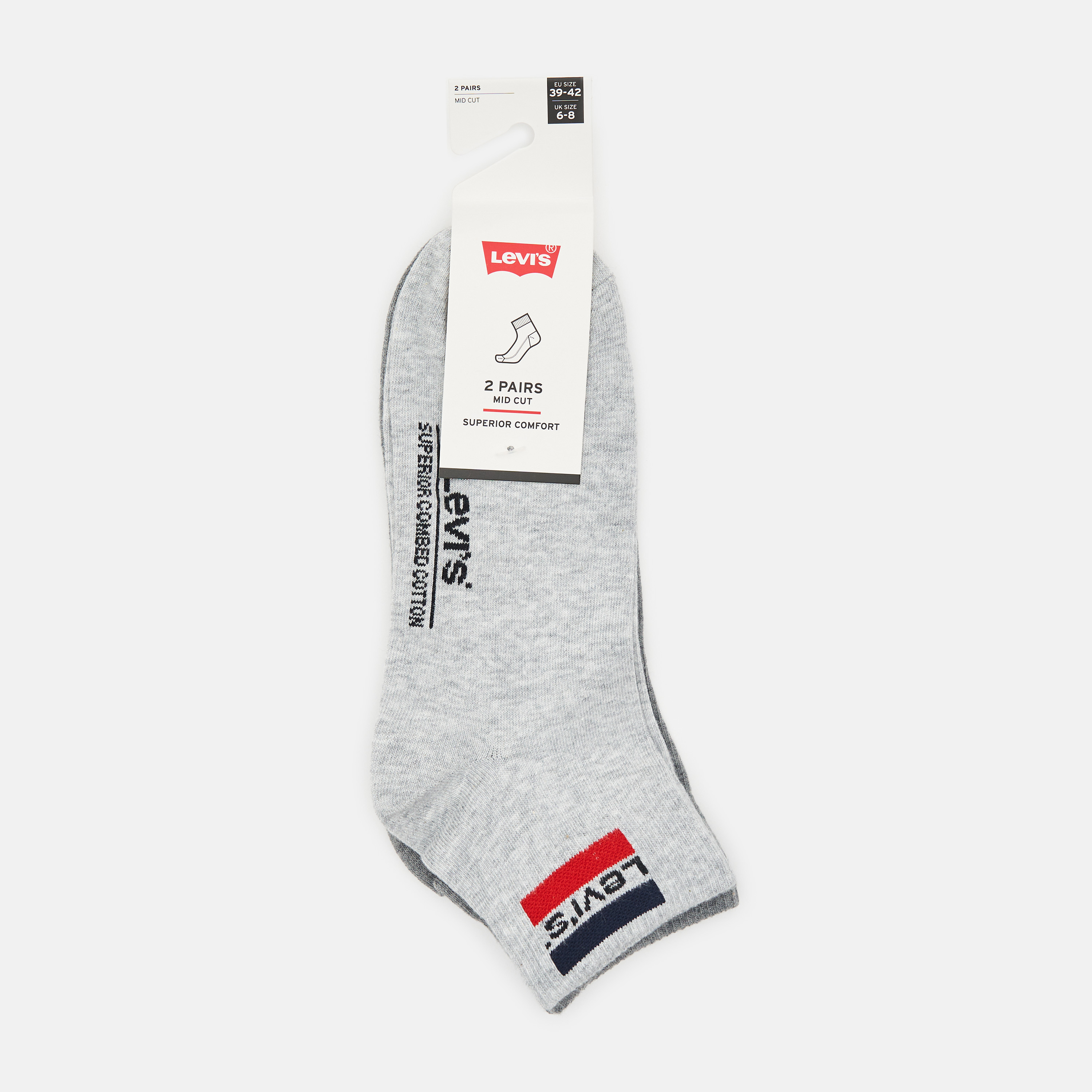 

Набор носков Levi's 903014001-010 35-38 2 пары Light Grey Melange