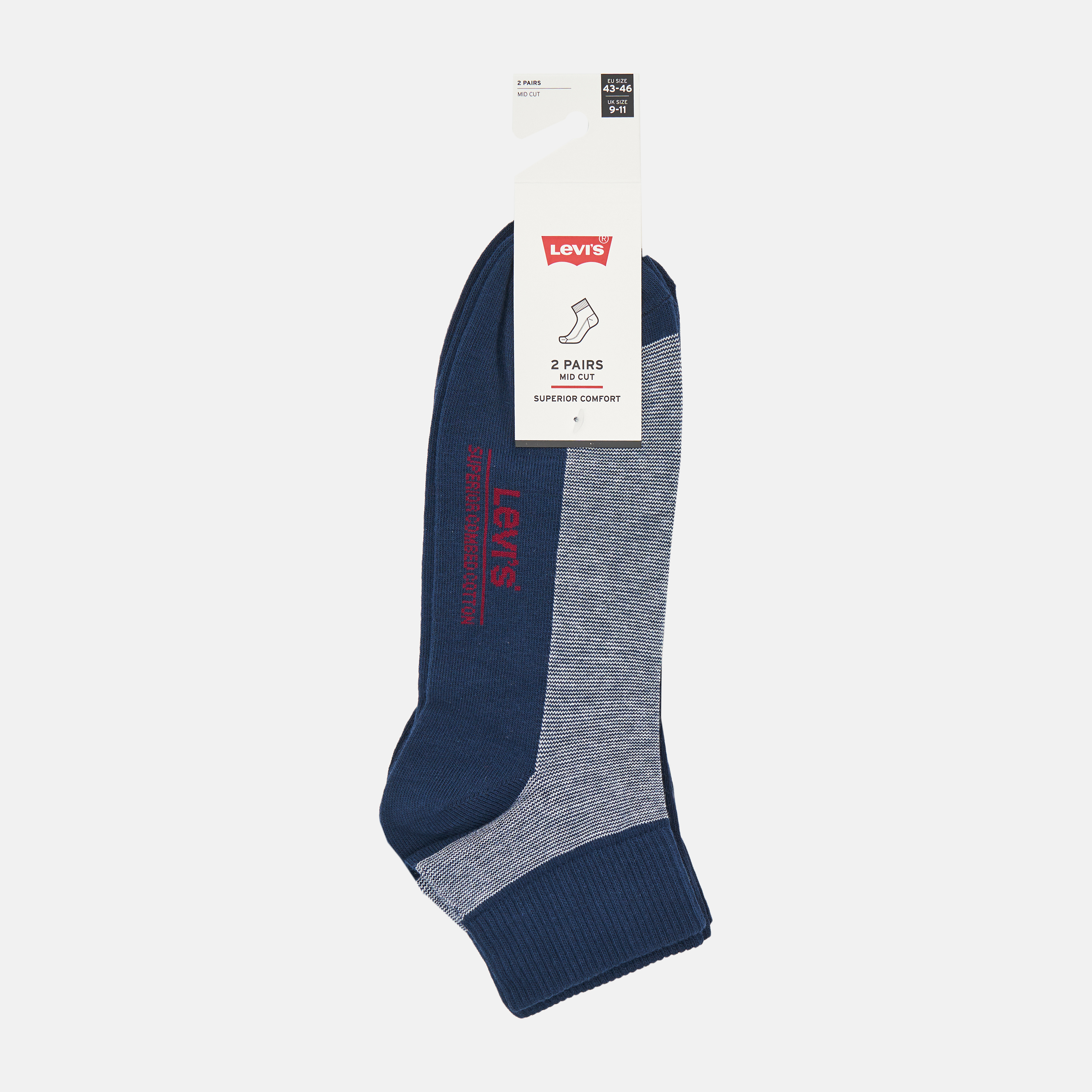 

Набор носков Levi's 993066001-824 - 2 пары Mid Denim, Набор носков Levi's 993066001-824 39-42 2 пары Mid Denim