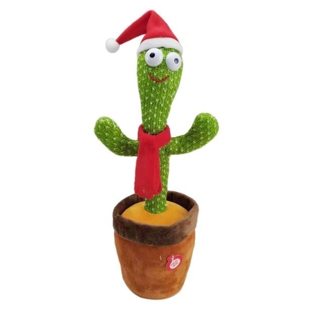 

Танцующий и поющий кактус повторюшка Новогодний Cactus TikTok с подсветкой зеленый с USB подзарядкой