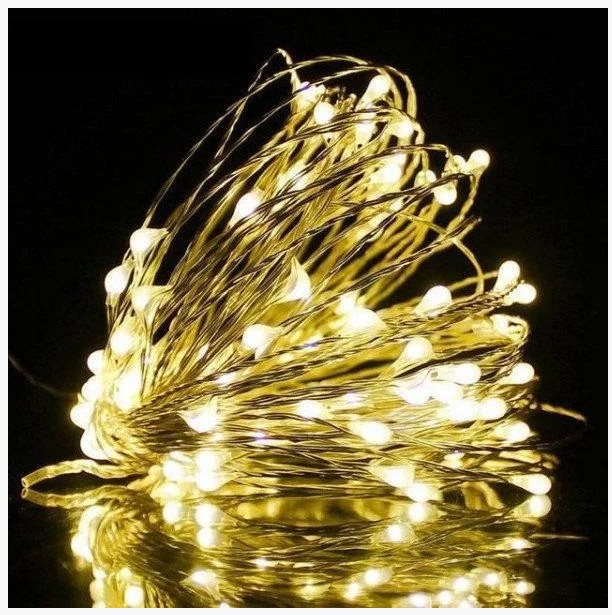 

Новогодняя гирлянда медная проволока 10м 100LED провод-серебро Garland RD-7109 Теплый (М-13841)