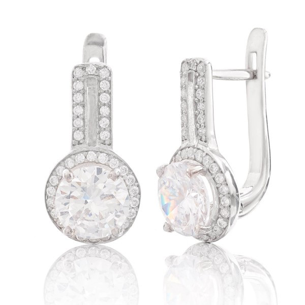 

Серебряные серьги Silver925 с фианитом - 3.6 гр