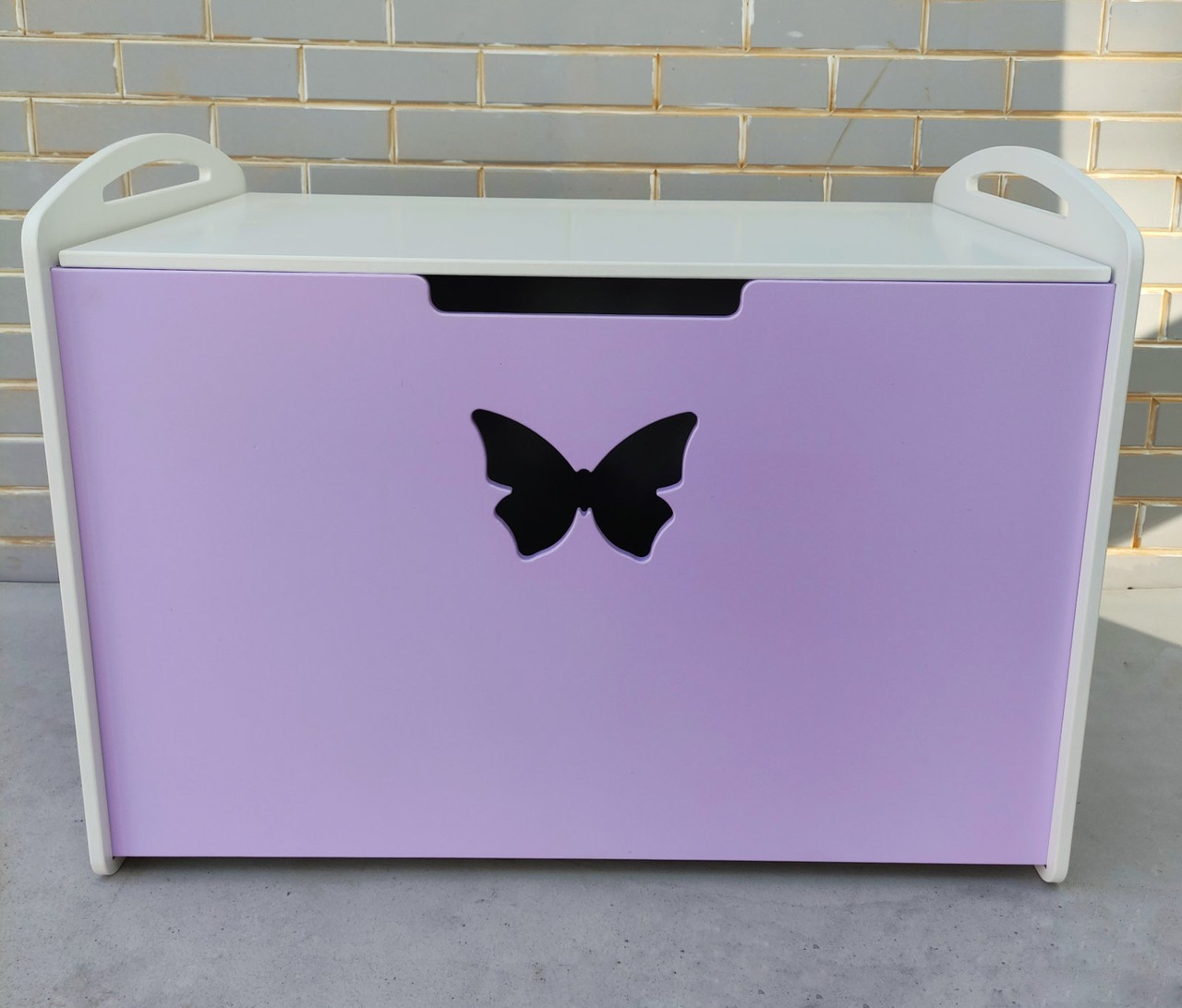 

Ящик-сундук для игрушек узор Бабочка Белый+фиолетовый МДФ 10 мм