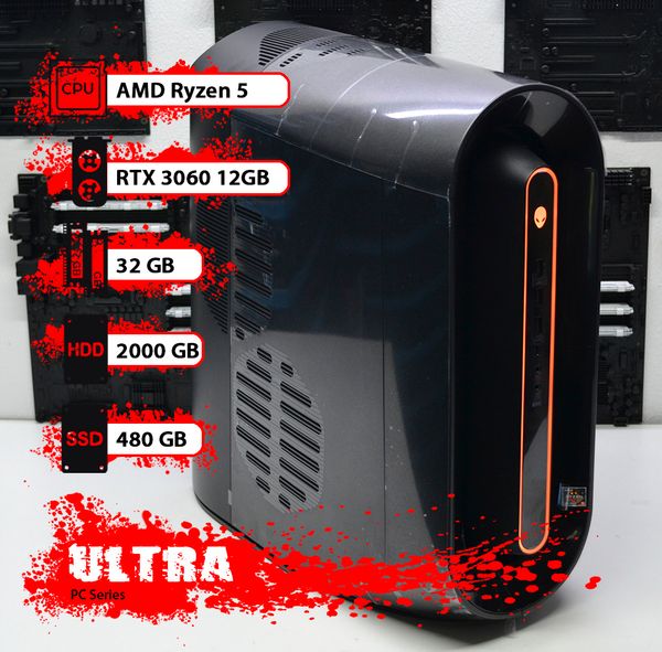 

Компьютер DELL Alienware Aurora R10 #07 Ryzen 5 5600x/32 GB/HDD 2 TB/SSD M.2 NVMe 500GB/GeForce RTX 3060 12GB