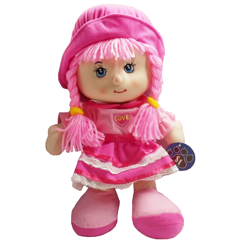 

Кукла мягконабивная музыкальная Bambi, Кукла с косичками, 36 см, розовая