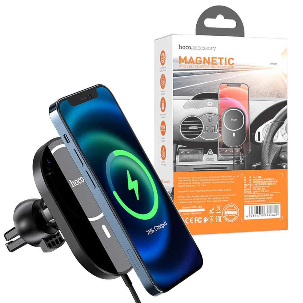 

Магнитная беспроводная зарядка Hoco Powerful magnetic wireless charging car 15W в авто для iPhone 12|13