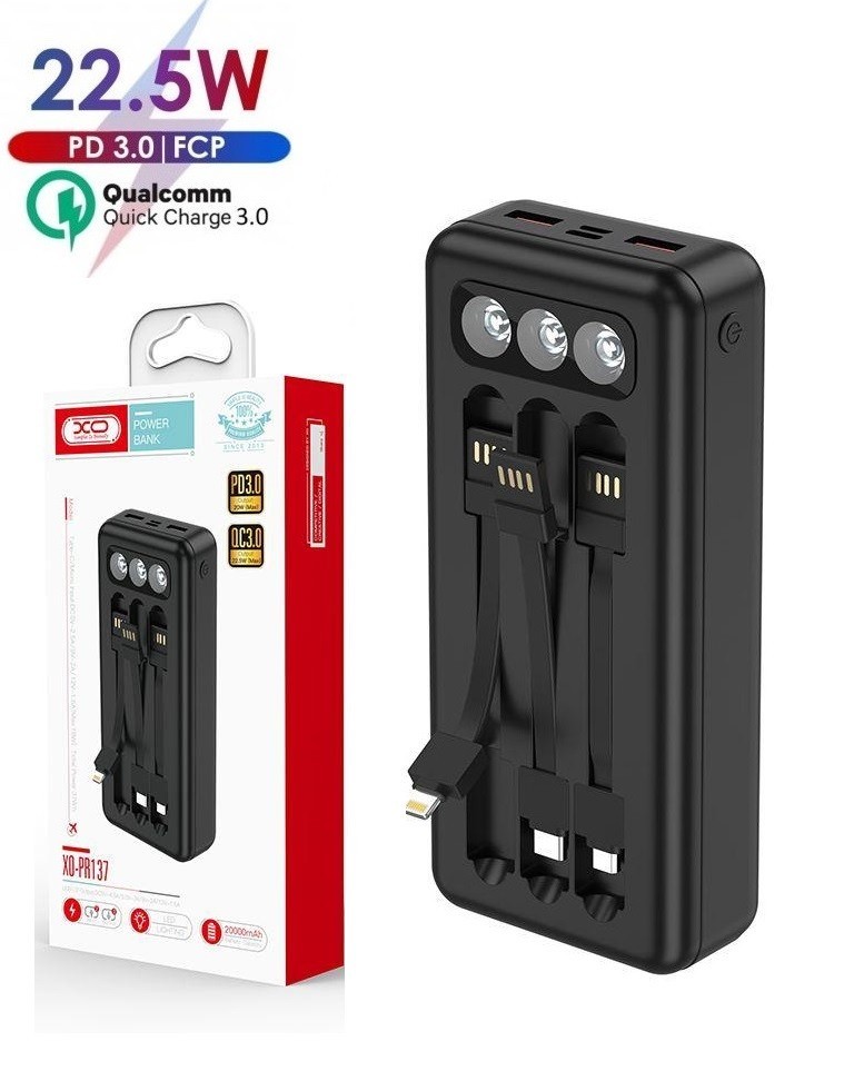 

Павербанк XO QC 3.0 22.5W 20000 mAh для iPad/iPhone/ Xiaomi/ Samsung/Huawei