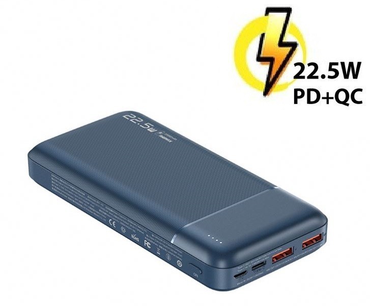 

Павербанк Remax 20000 mAh Power Bank |2xUSB/1xType-C, 2.1A для Android/iOS blue