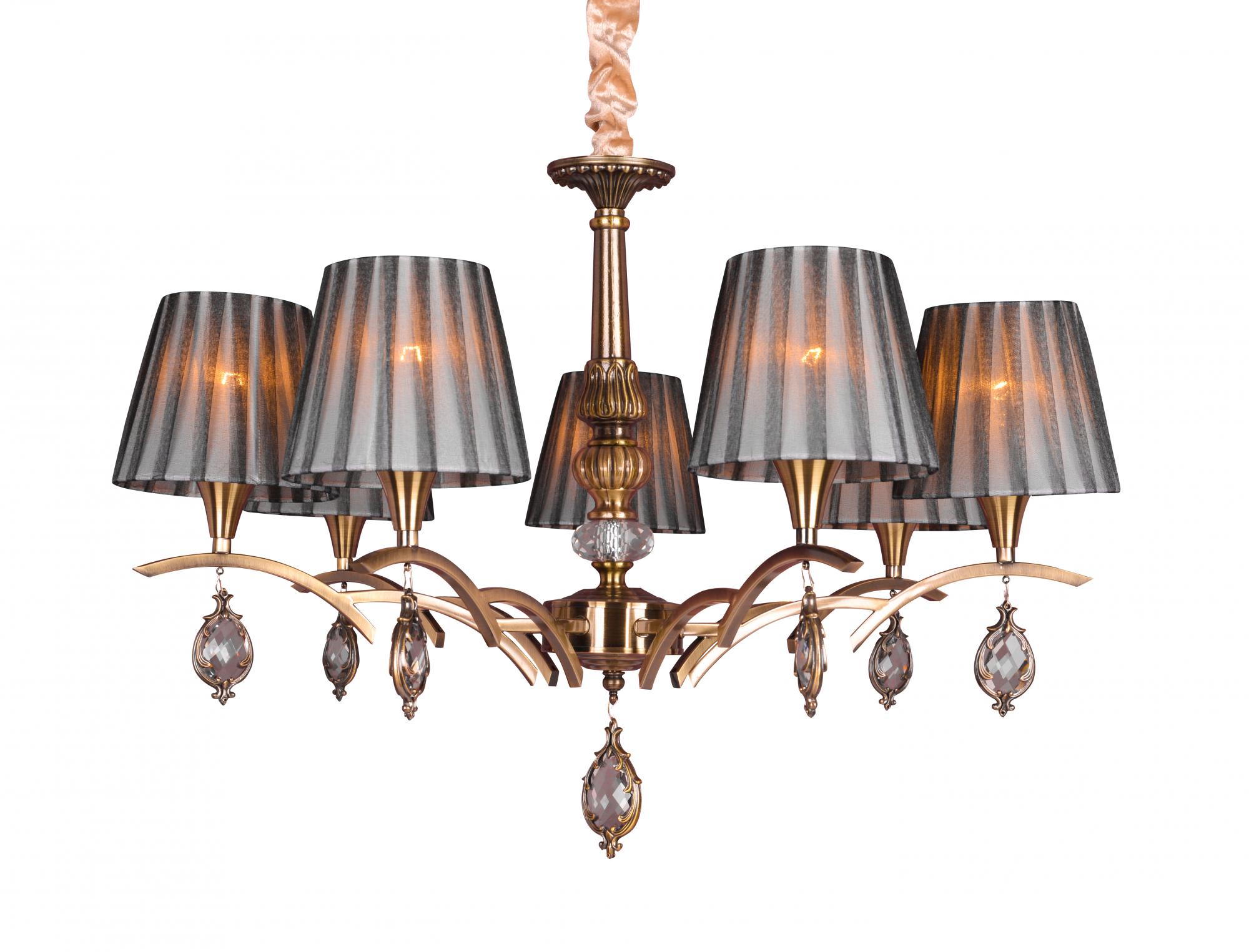 

Люстра подвесная бронзовая с абажурами на 7 лампочек Sneha (9970845197/7B AB)