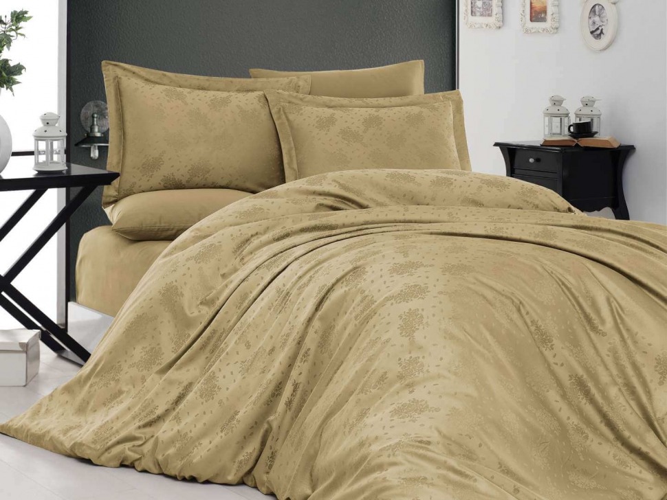 

Жаккардовое постельное белье First Choice JS-152 Marelda caramel евро m017444