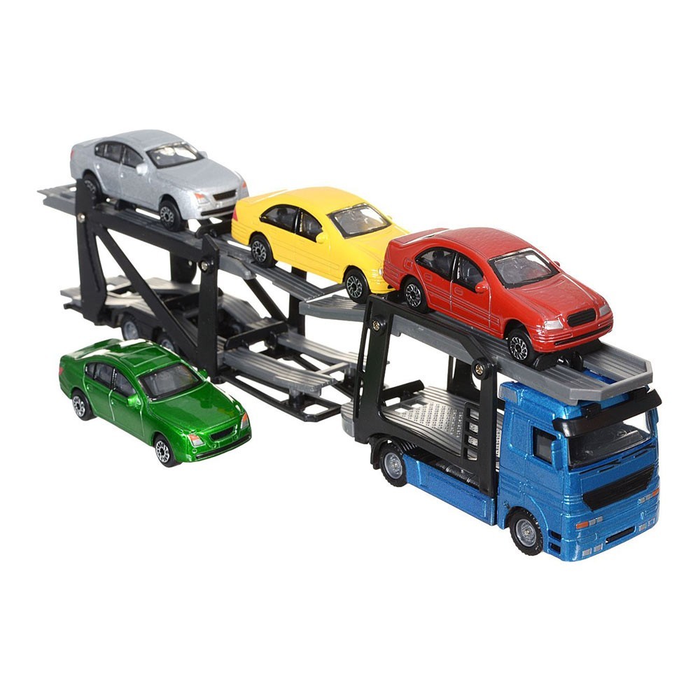 

Автотранспортер Dickie Toys Синий тягач с 4 машинками 28 см
