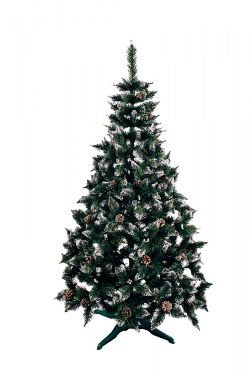 

Елка Искуственная негорючая с заснеженными кончиками "Рождественская" серебристая калина и шишка 2,0 м зеленая