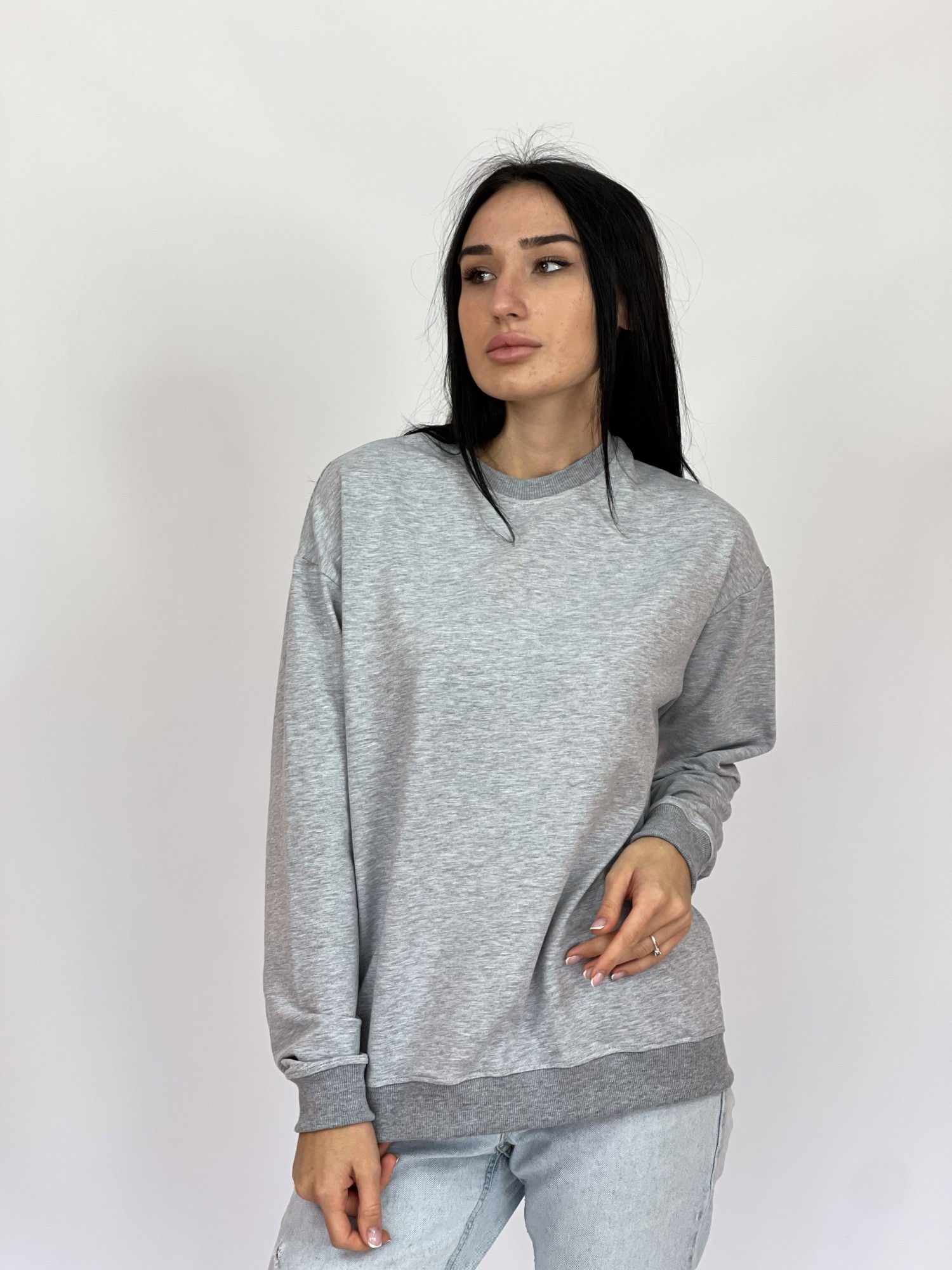 

Свитшот Baysho базовый с манжетом Двунитка XXS Серый меланж (BD1102-295)