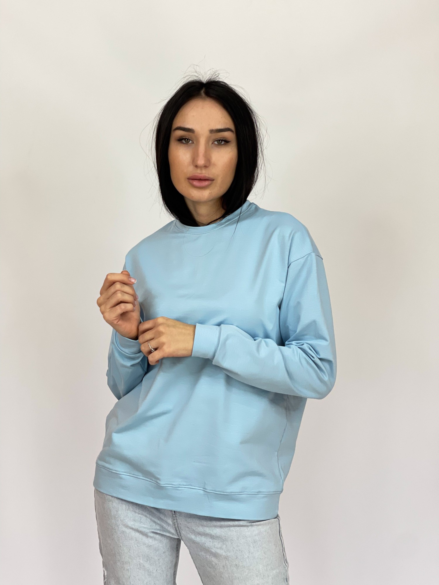 

Свитшот Baysho базовый с манжетом Двунитка XXS Голубой (BD1102-420)