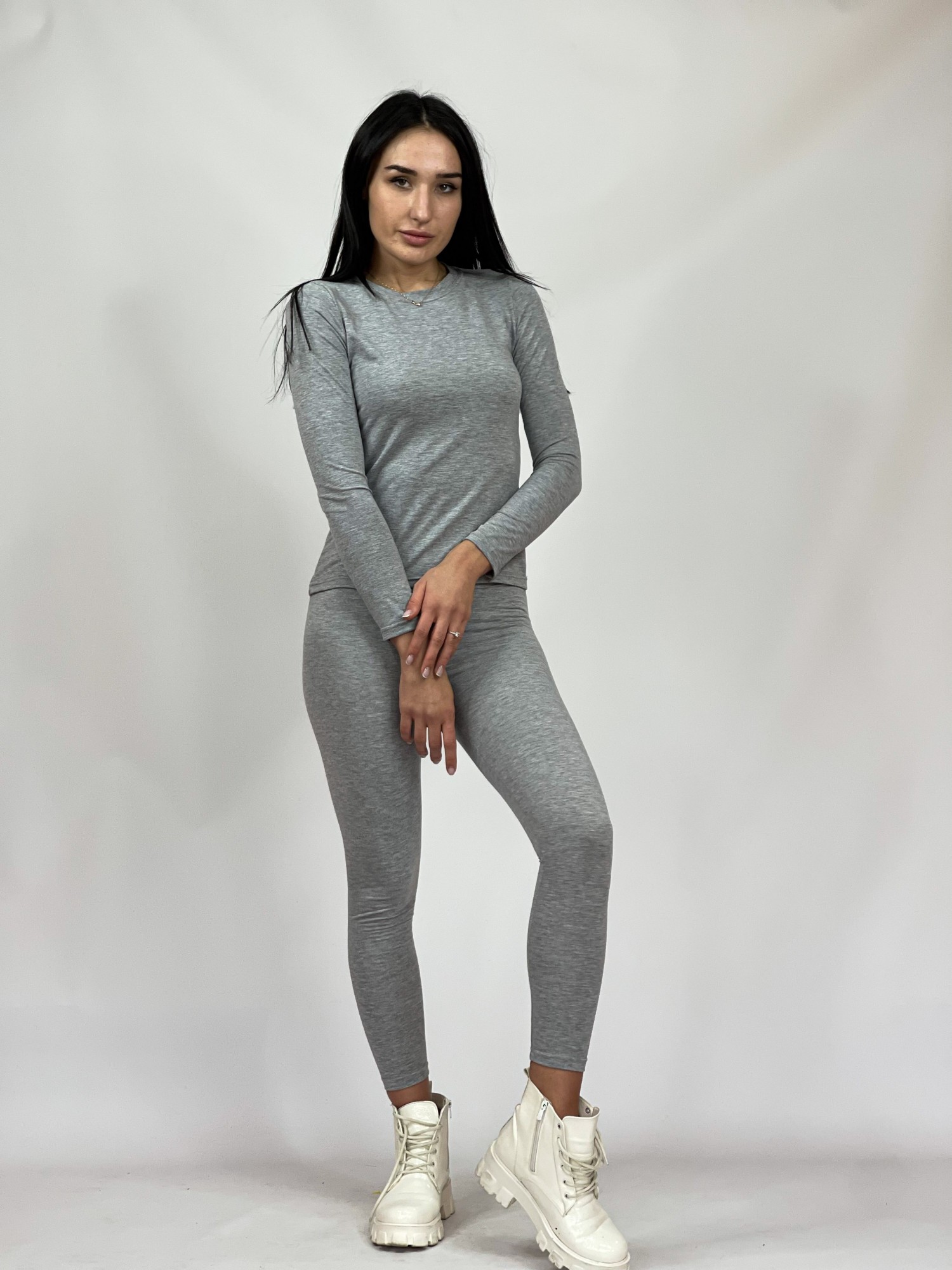 

Костюм Baysho Лонгслив с лосинами Кулирка L, Серый Меланж (BK0701-295-BK0901-295)