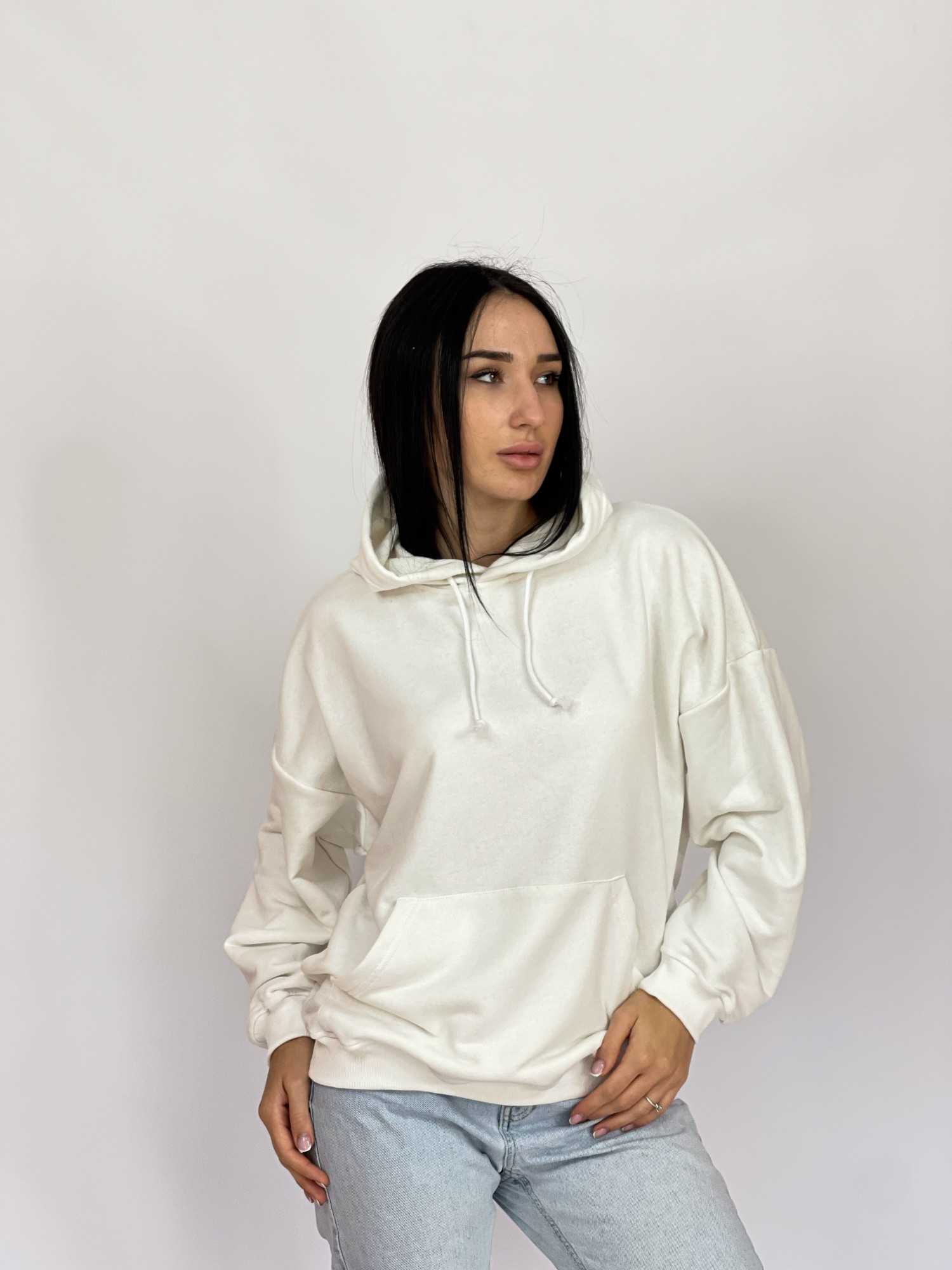 

Худи оверсайз базовый Двунитка, S Молочный (bd1205-210)