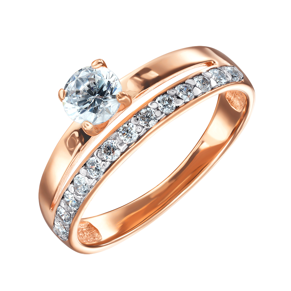 

Кольцо в комбинированном цвете золота с фианитами 000121566 19 размера