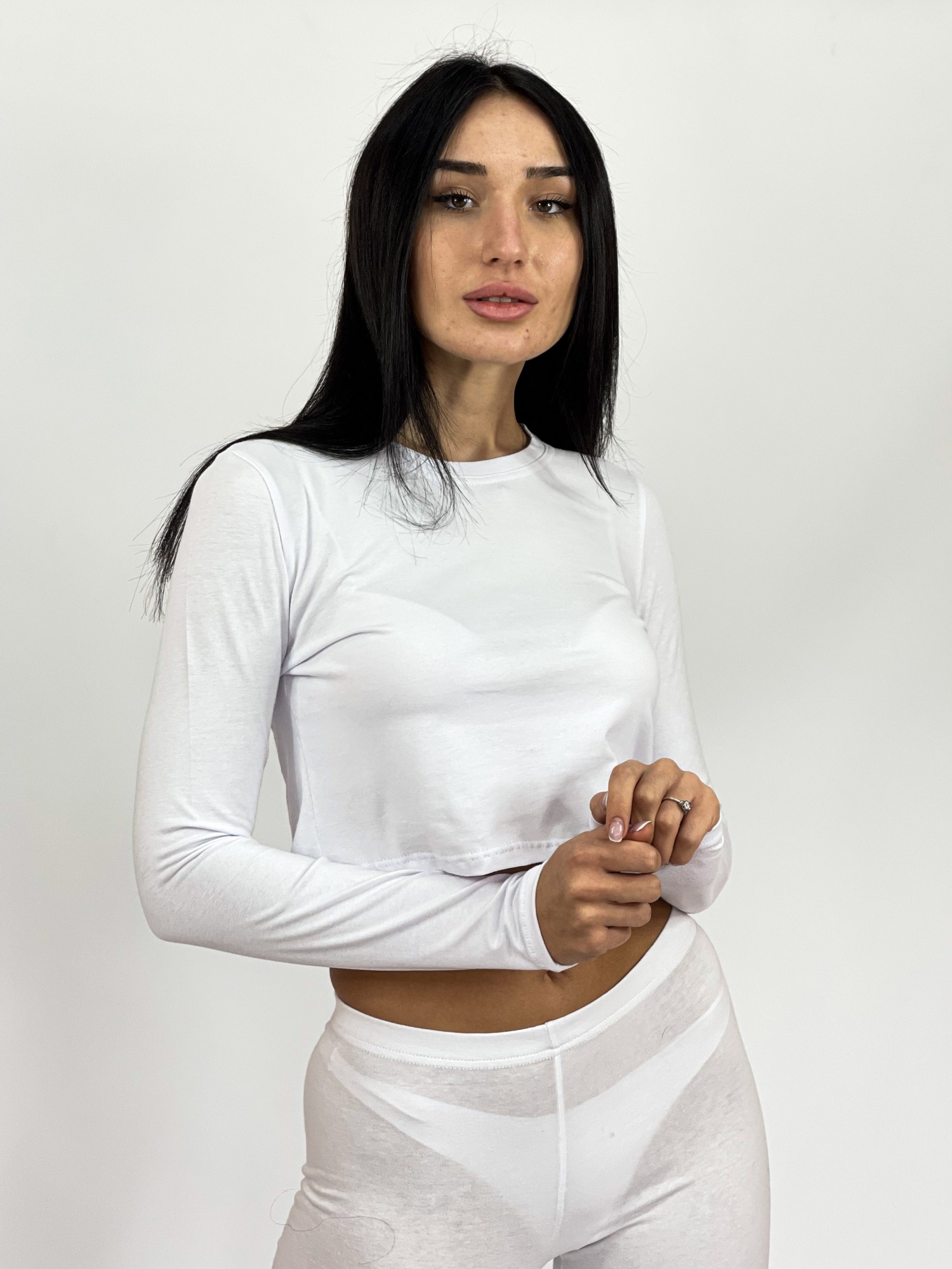 

Лонгслив укороченный Кулирка, S Белый (bk0702-200)