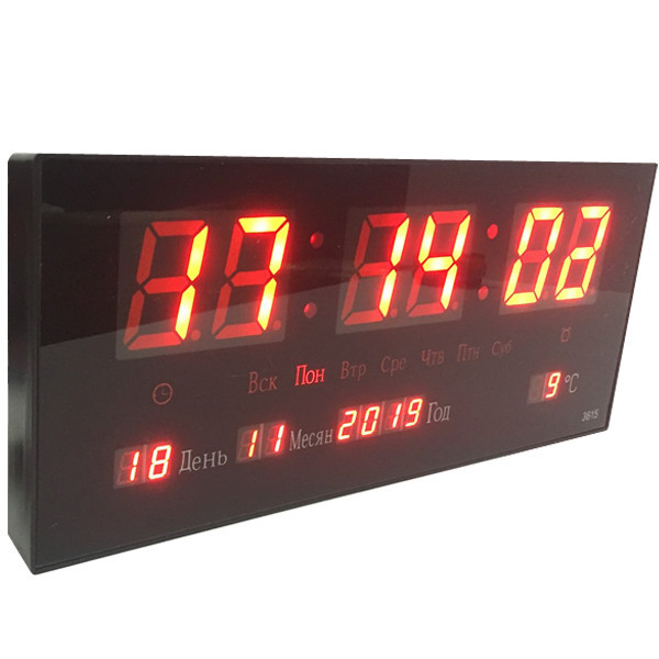 

Электронные настенные часы VST 4622-1/1237 Led с будильником Черные с красной подсветкой 23cm*45cm*3cm