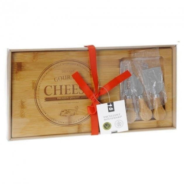 

Сервировочная деревянная сырная доска с сырными ножами HouseWare (38 x 18,5 x 1,5 см) Бамбук