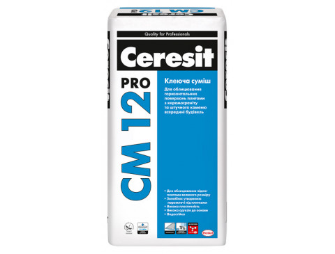 

Клей для плитки и искуственного камня, Ceresit CM 12 Pro, 27 кг