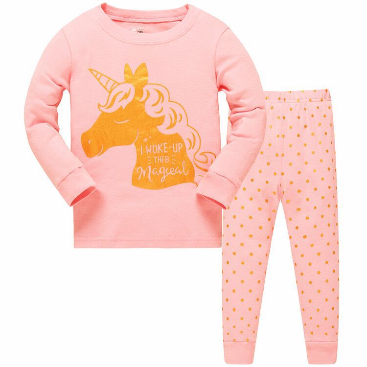 

Пижама для девочки с длинным рукавом принтом единорога розовая Golden unicorn Baobaby (100) Розовый (59409)