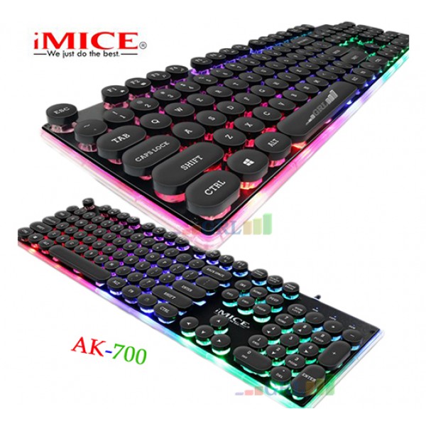 

Игровая клавиатура для ноутбука и ПК с подсветкой Backlit keyboard iMICE AK-700 мембранная проводная USB подсветка разноцветная под клавишами и по периметру