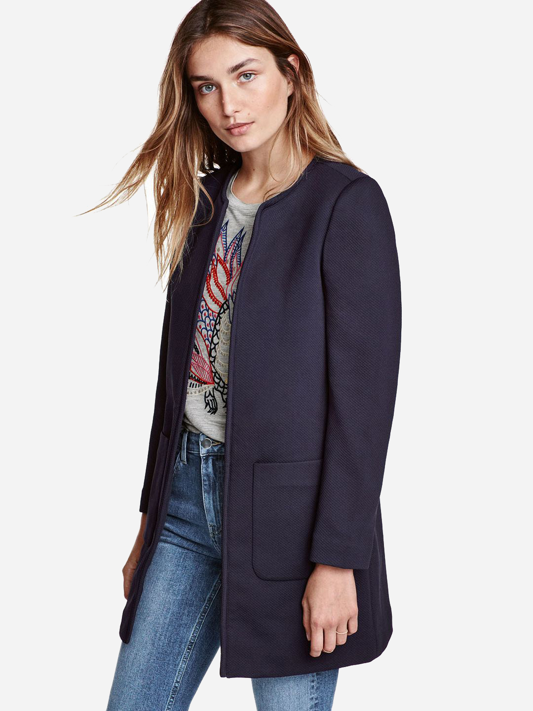 

Пальто H&M 0390165  Темно-синее, Пальто H&M 0390165 42 Темно-синее