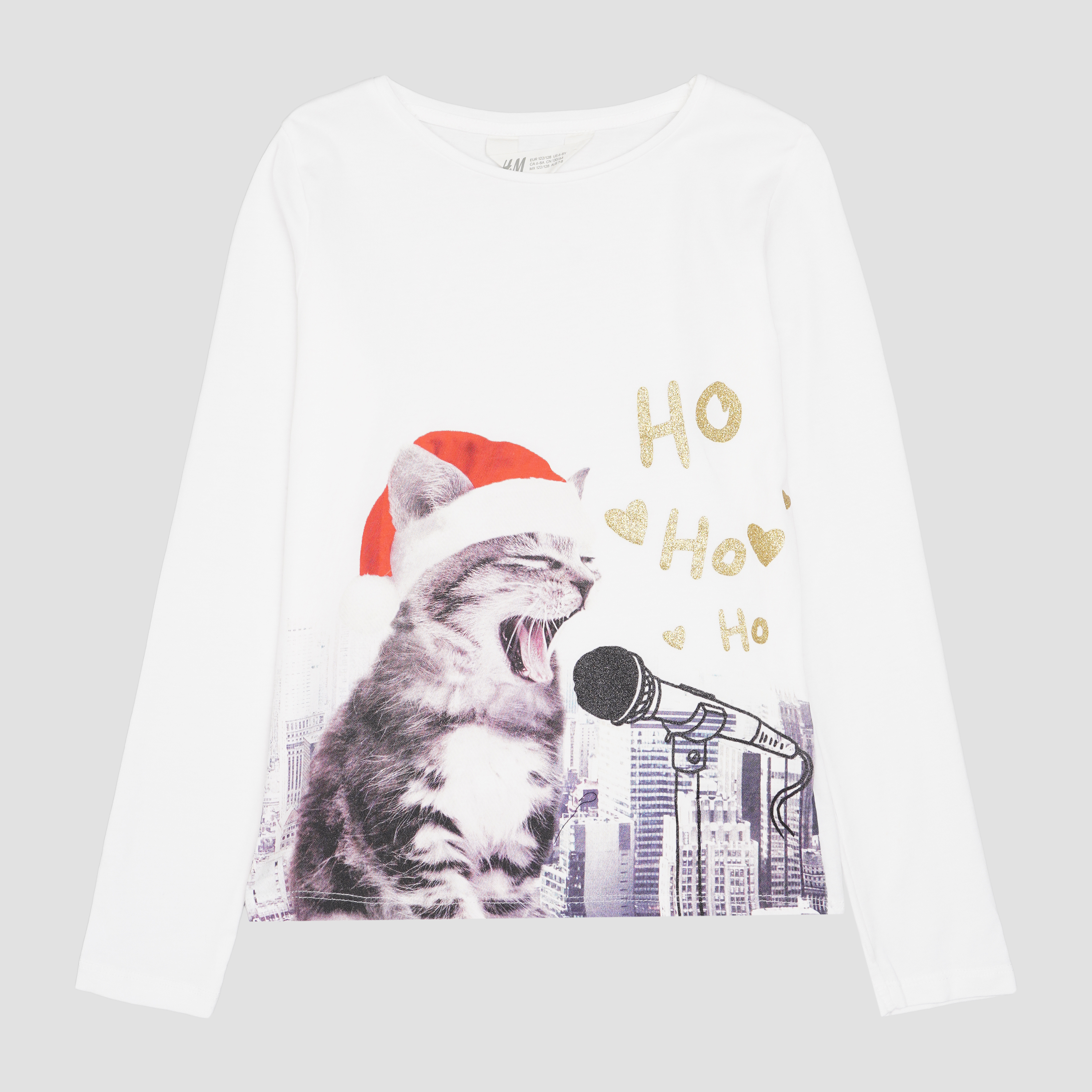

Футболка с длинными рукавами H&M 4983766 122-128 см Белая