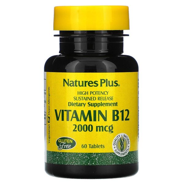 

Витамин В12 Vitamin B12 Nature's Plus 2000 мкг 60 таблеток (NP239)