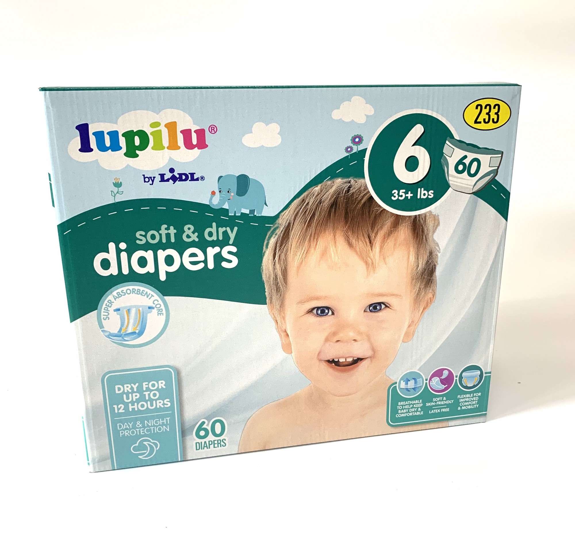 

Підгузники 6 розміру Lupilu soft&dry 60 шт. 15+ кг