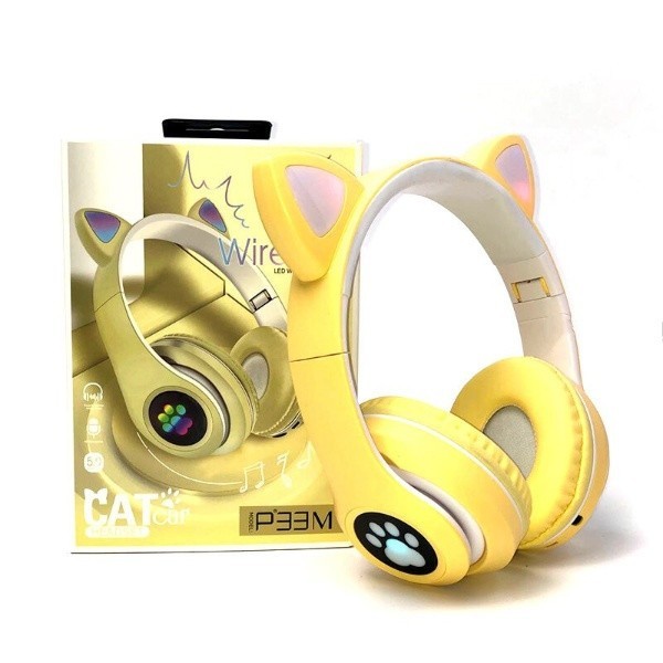 

Беспроводные LEd наушники с кошачьими ушками Bluetooth Cat yellow