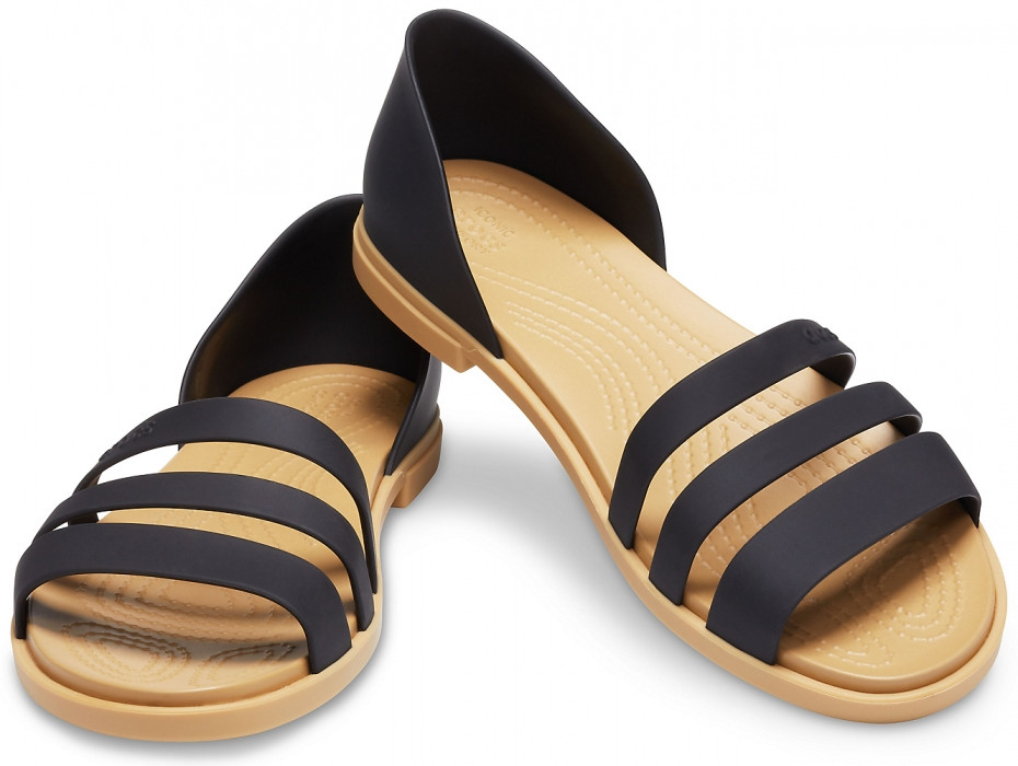 

Сандалии женские Crocs Tulum Open Flat 41 черный/бежевый 206109