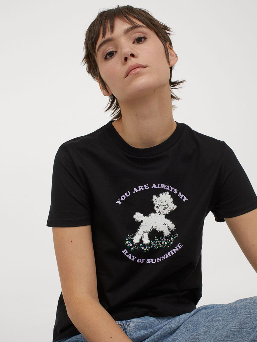 

Футболка H&M  черный принт 511950725, Футболка H&M L черный принт 511950725