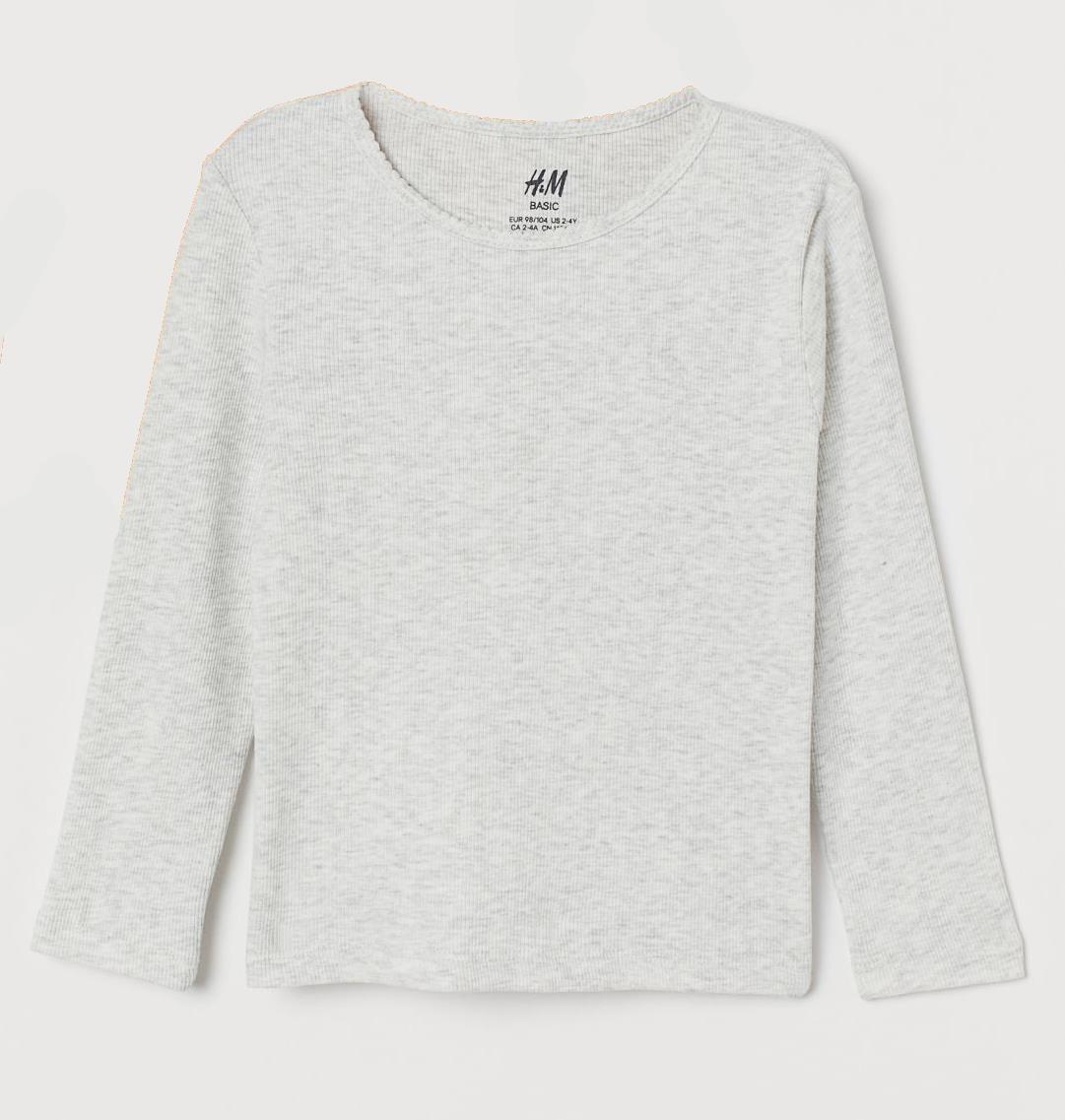 

Футболка с длинными рукавами для девочки H&M 816754001  Серый 66387, Футболка с длинными рукавами для девочки H&M 816754001 134-140 СМ Серый 66387