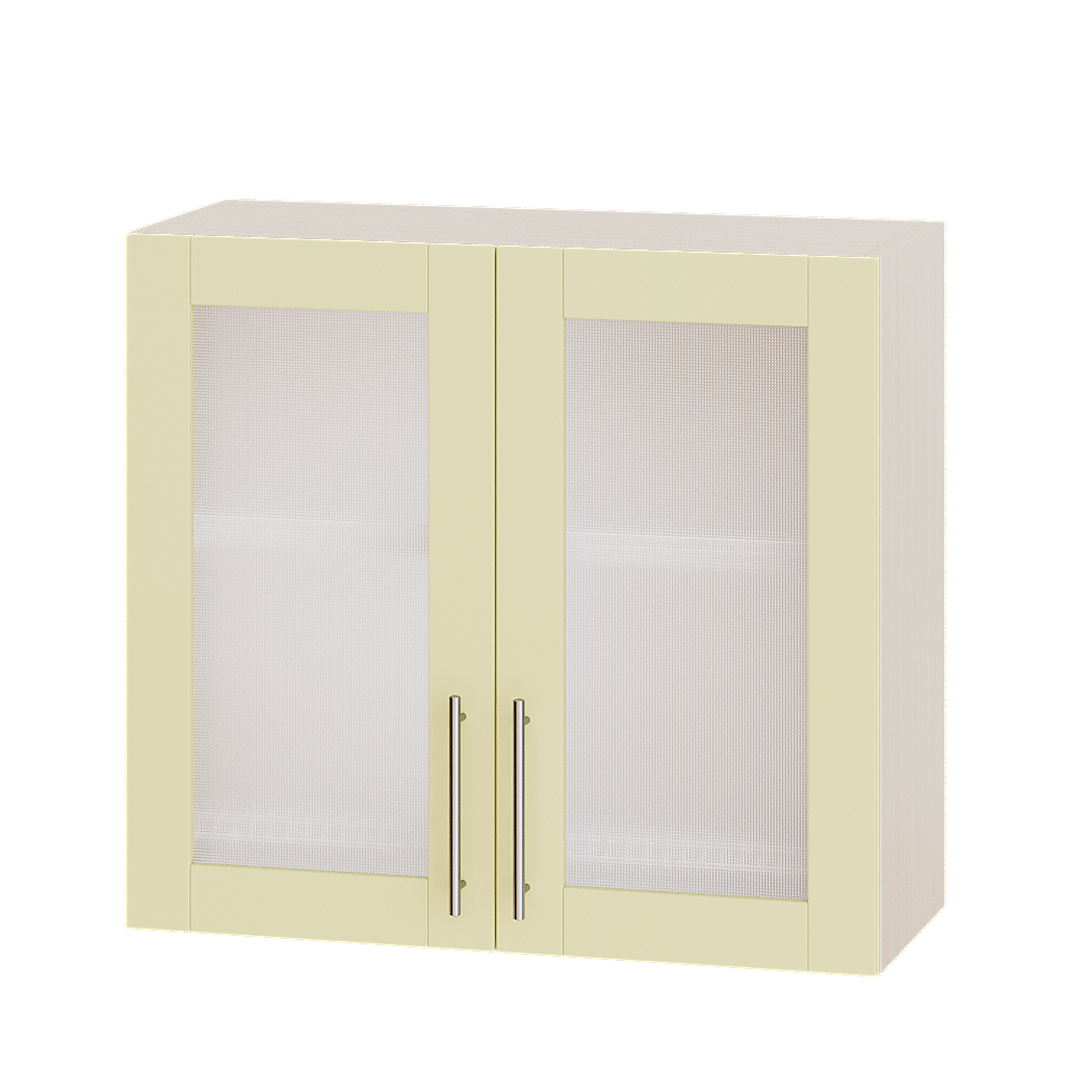 

Кухня Модерн Эверест модуль Верх Для Сушки Витрина ВВ06-800 Ваниль Глянец - Дуб молочный 80х30х72см + сушилка для посуды