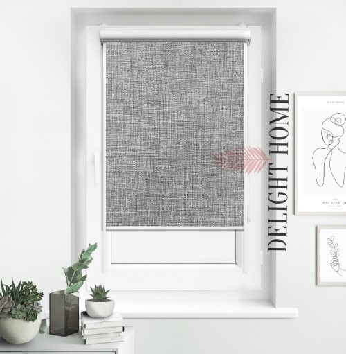 

Ролета в кассете с направляющими алюминий термо Tanova Рогожка БО серый 105х150 см